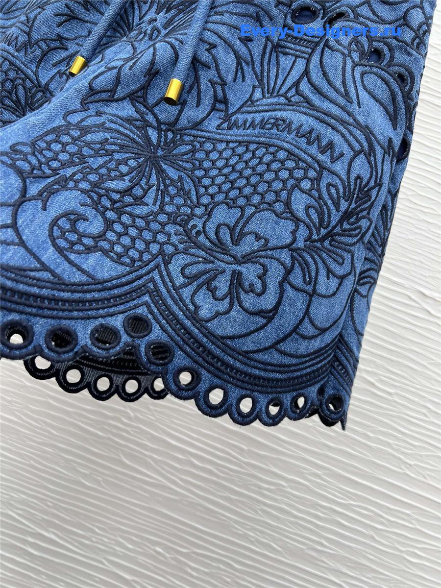 Zimm Coco Embroidered Denim Shorts