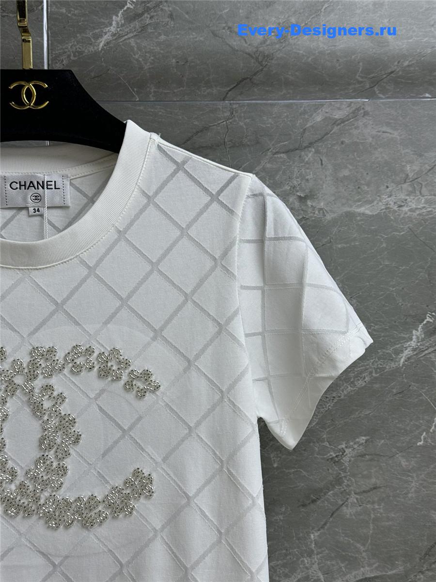 Ch**el white cc beaded t-shirt