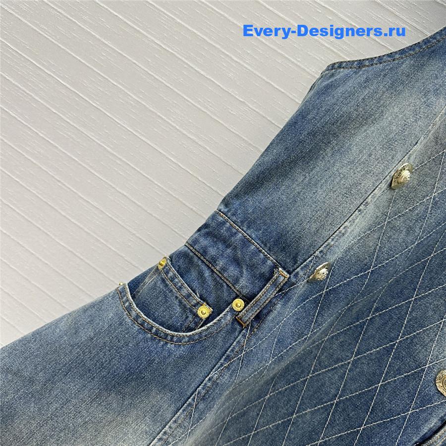 BALMAIN Embroidered Denim Mini Dress