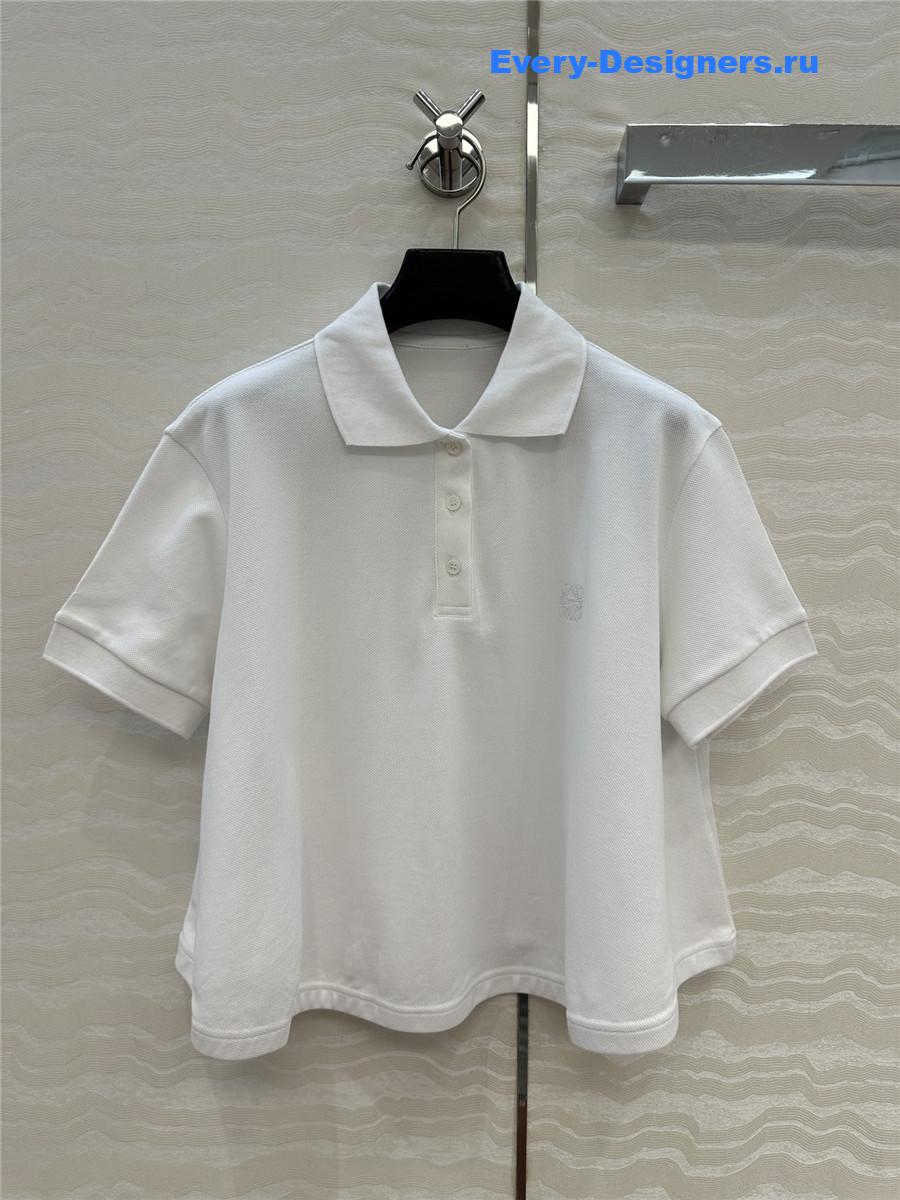 L0ew* white cotton polo shirt