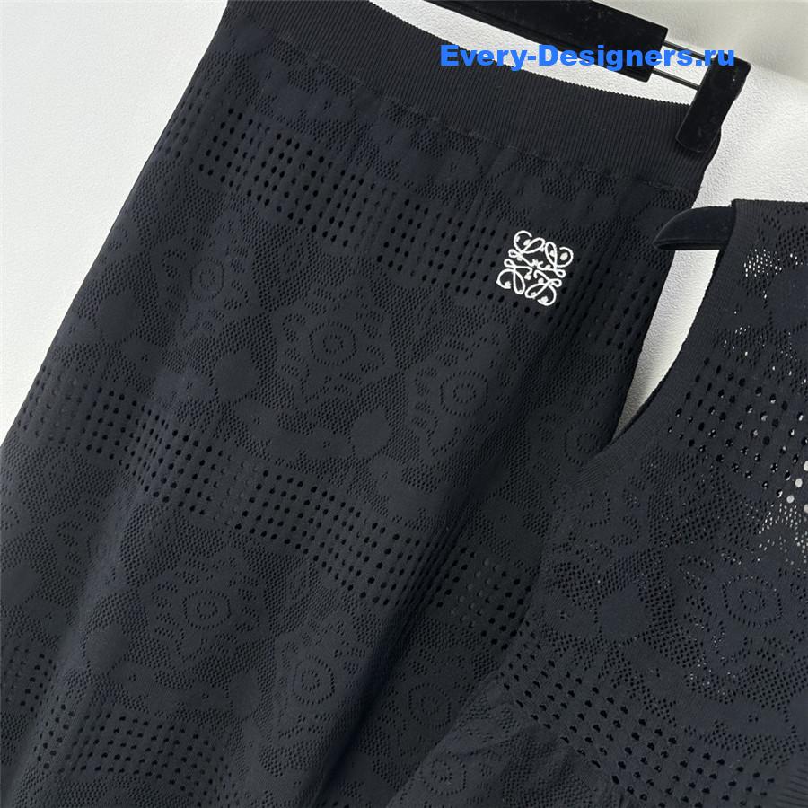 L0ew* black lace vest skirt suit