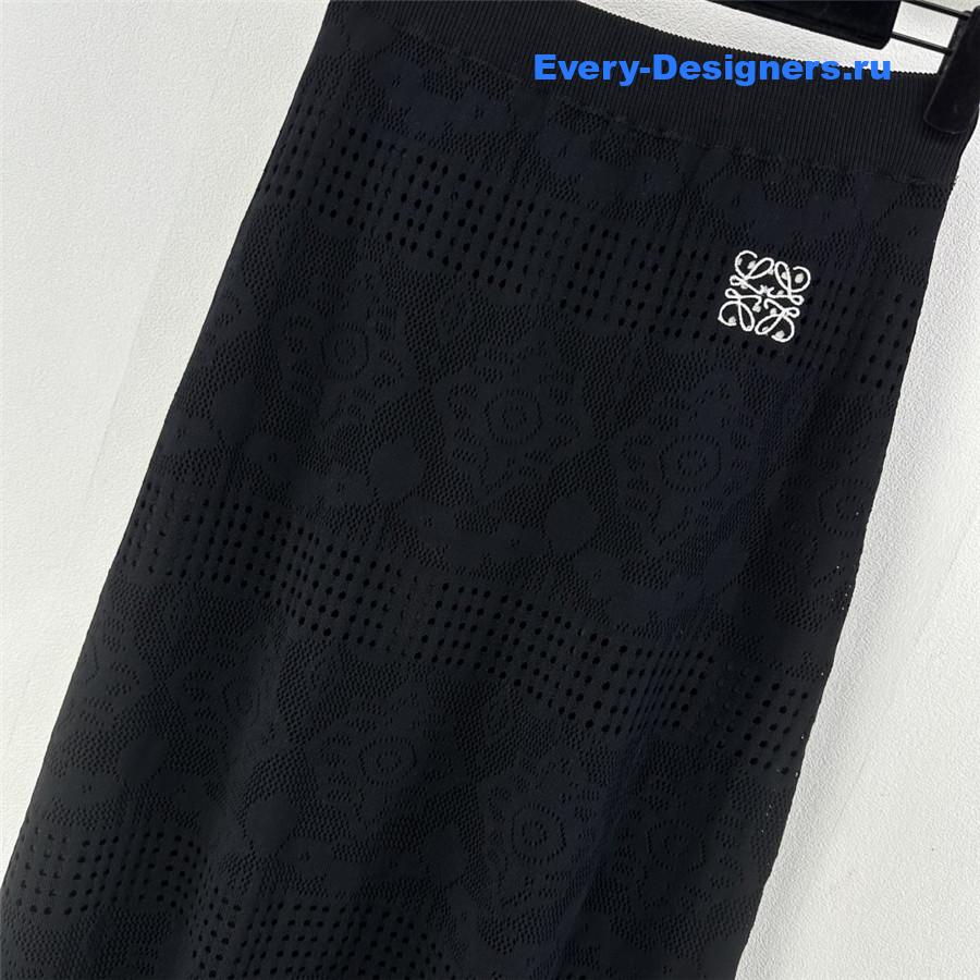 L0ew* black lace vest skirt suit