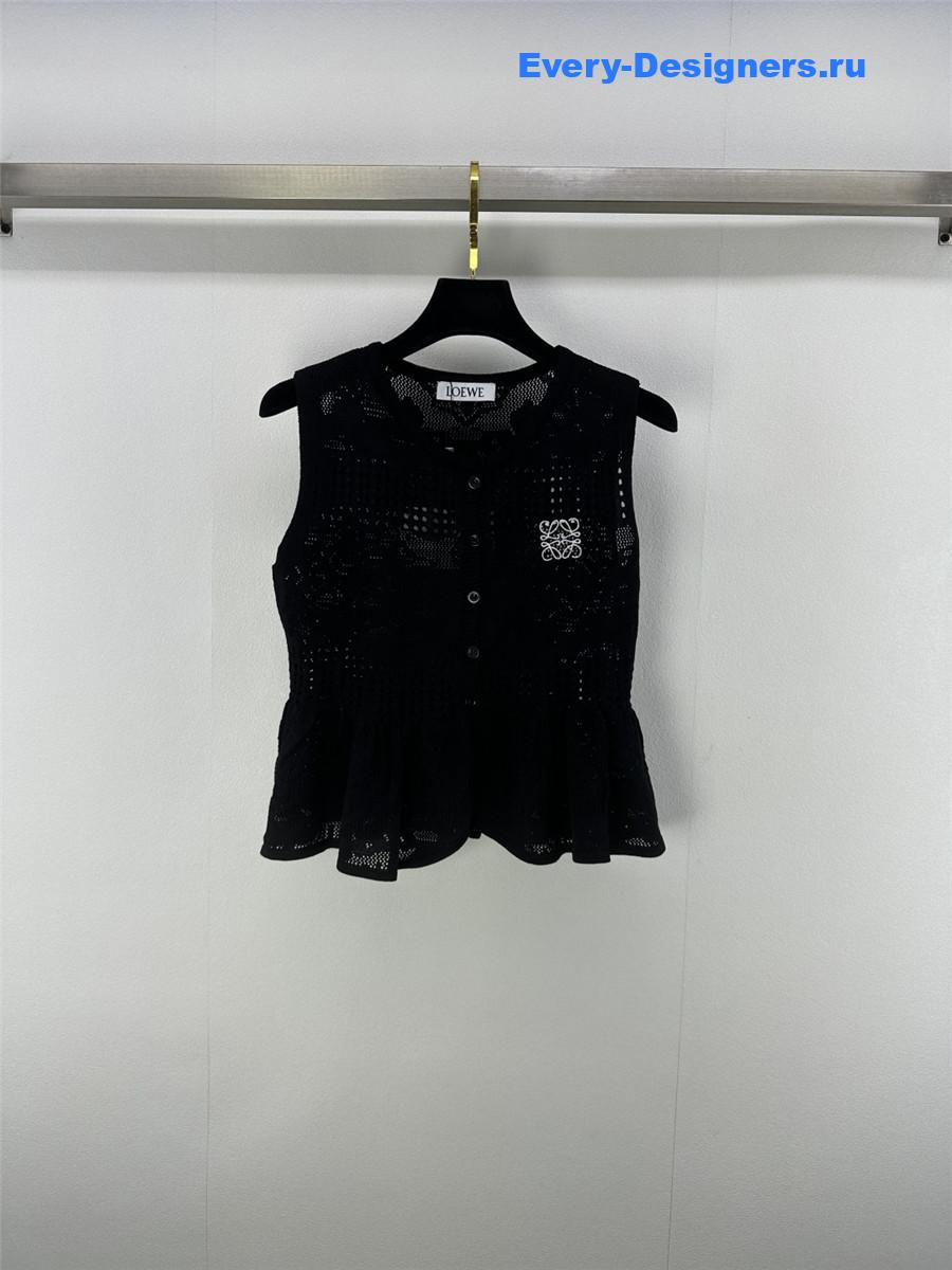 L0ew* black lace vest skirt suit