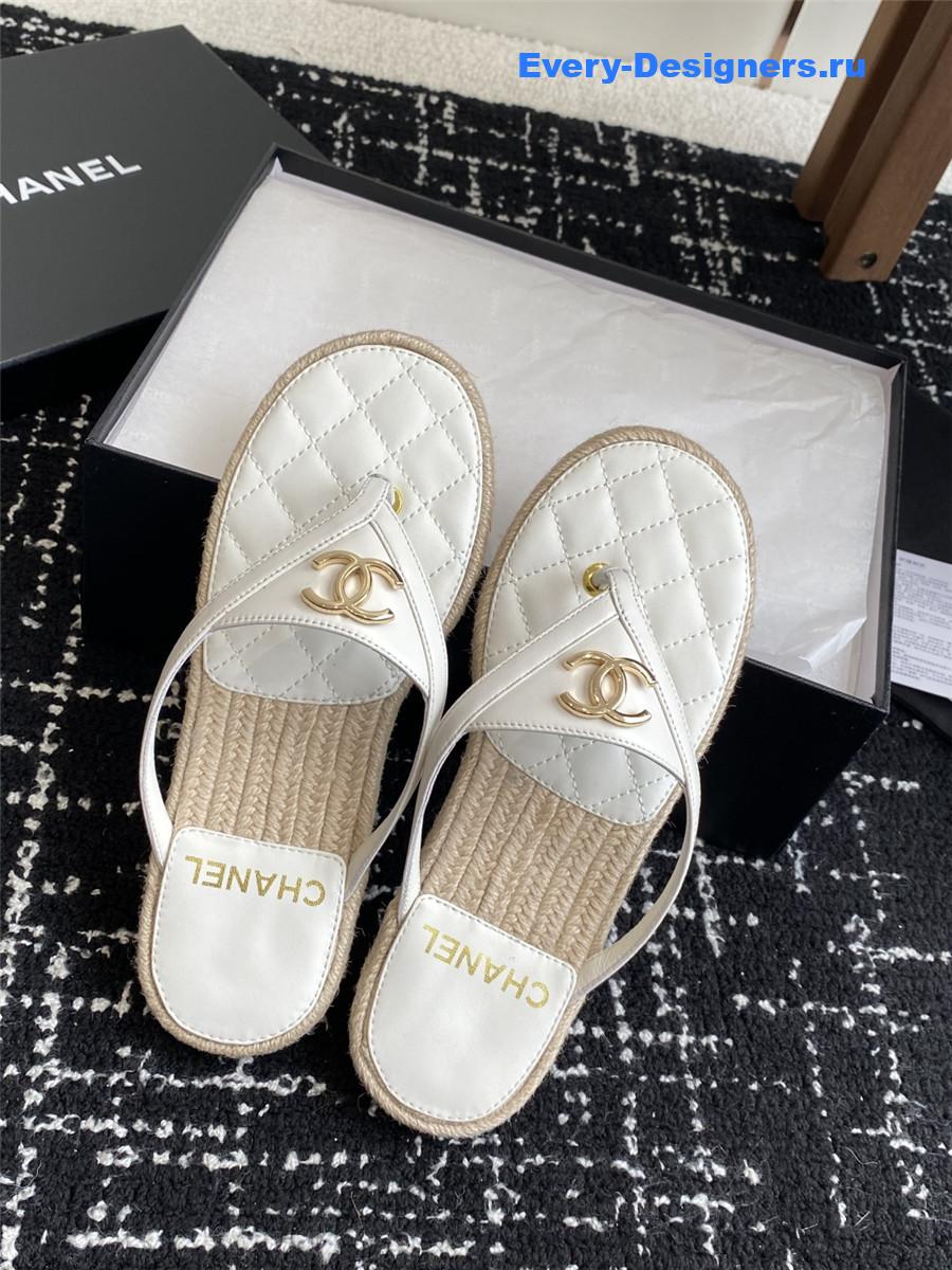 Ch**el white suede thongs