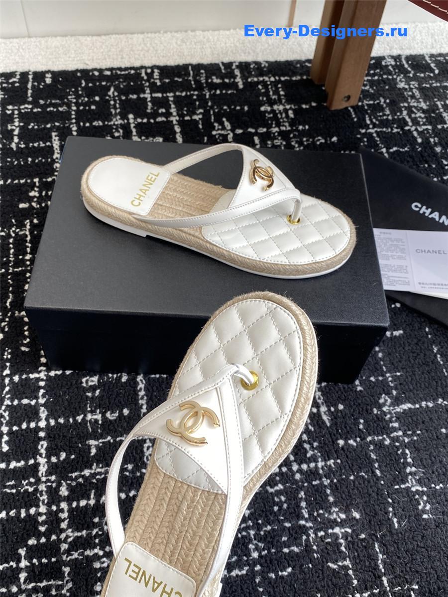 Ch**el white suede thongs