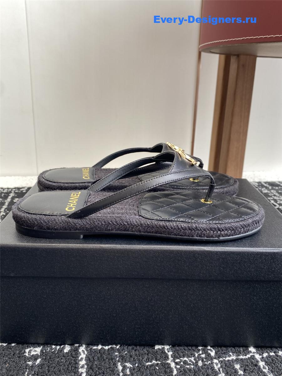 Ch**el black suede thongs