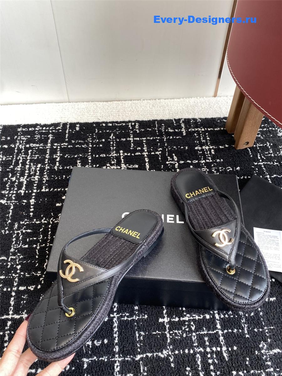 Ch**el black suede thongs