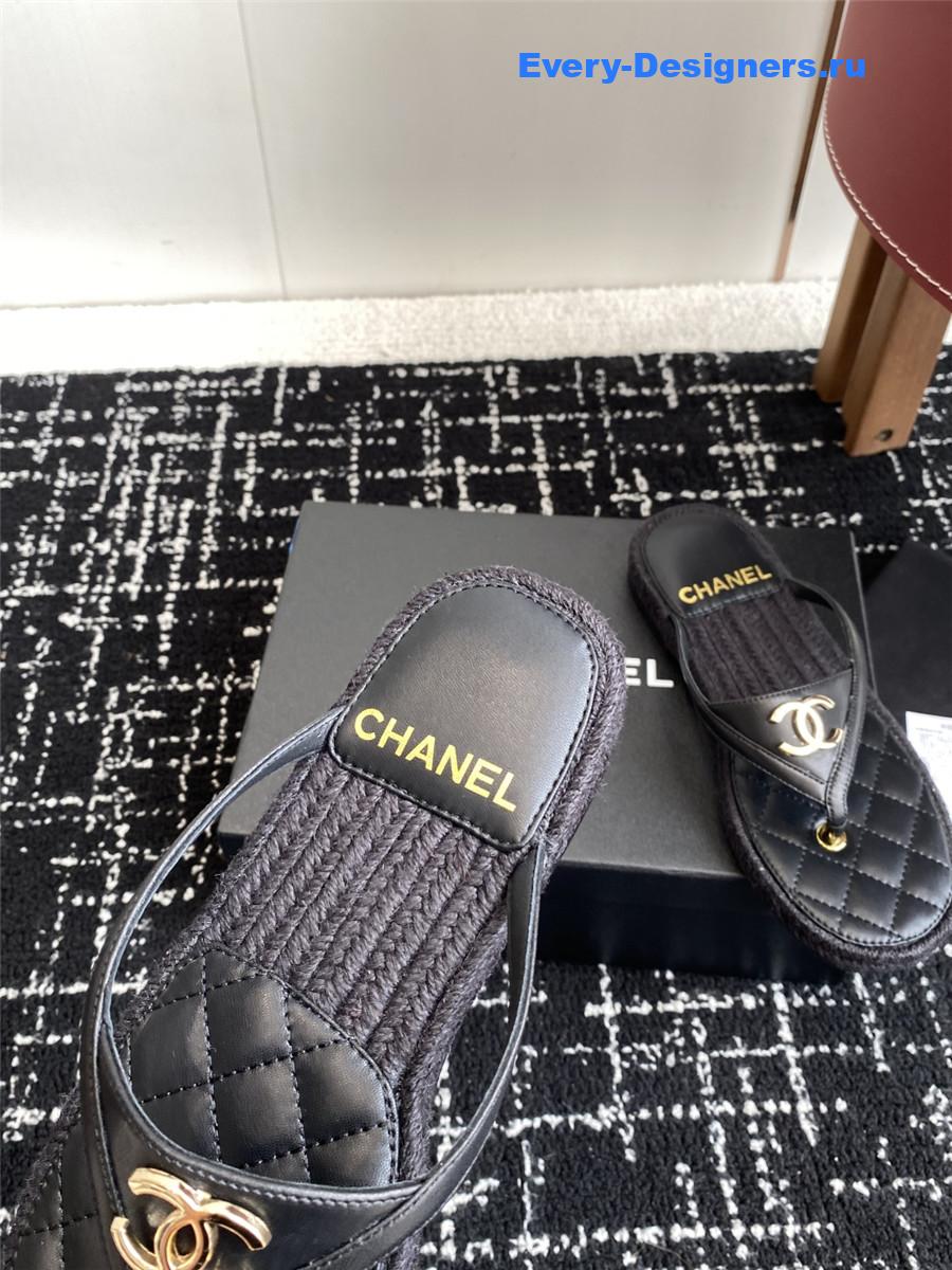 Ch**el black suede thongs