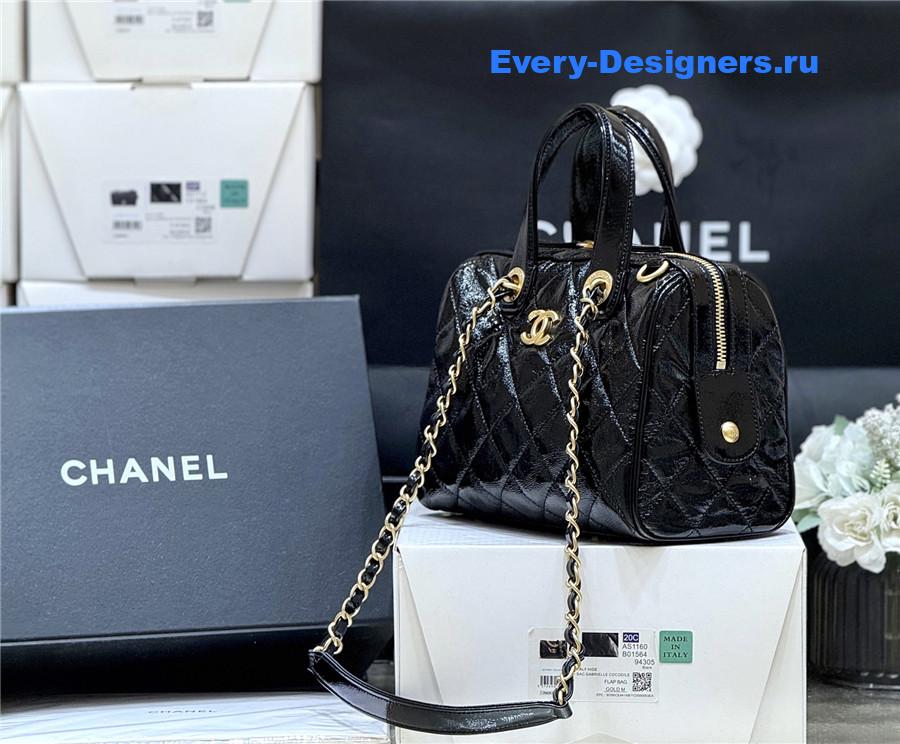 Ch**el black patent suitcase