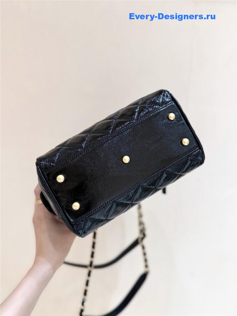 Ch**el black patent suitcase