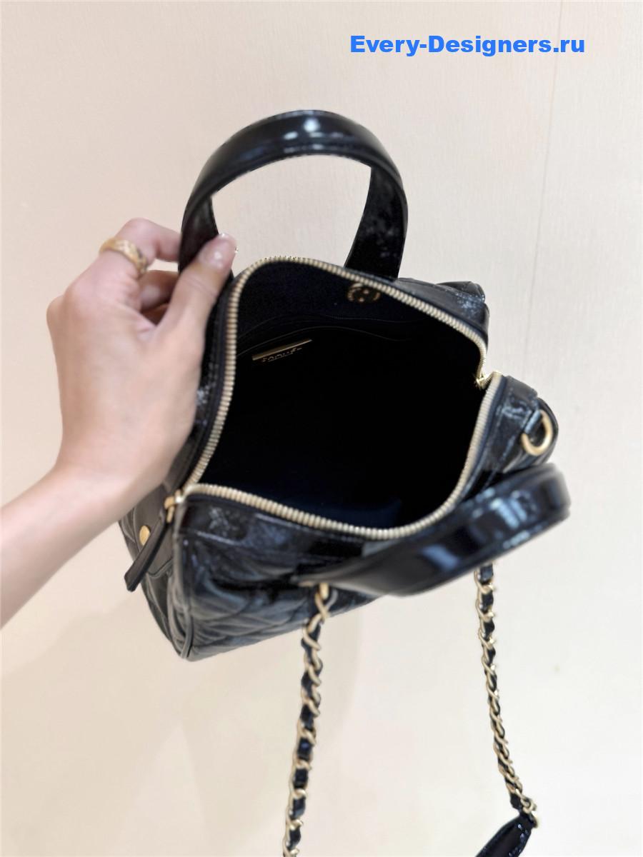 Ch**el black patent suitcase