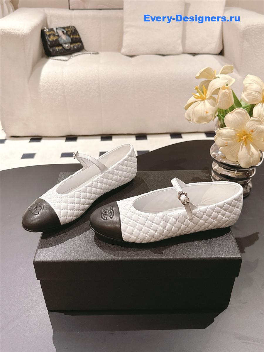 Ch**el white cotton lambskin mary janes