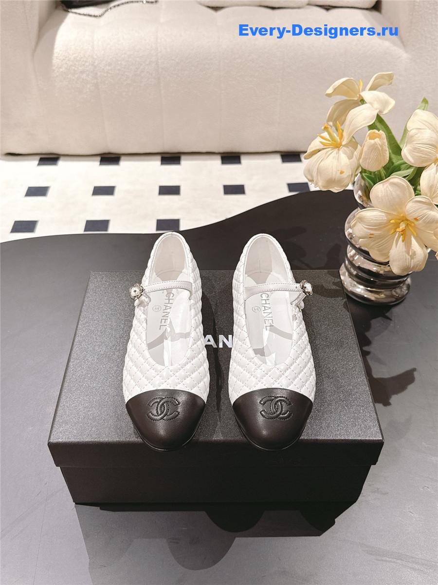 Ch**el white cotton lambskin mary janes