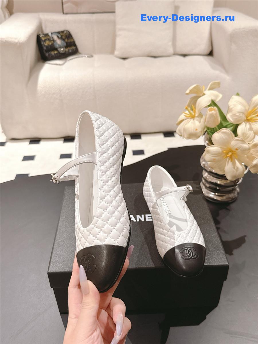 Ch**el white cotton lambskin mary janes