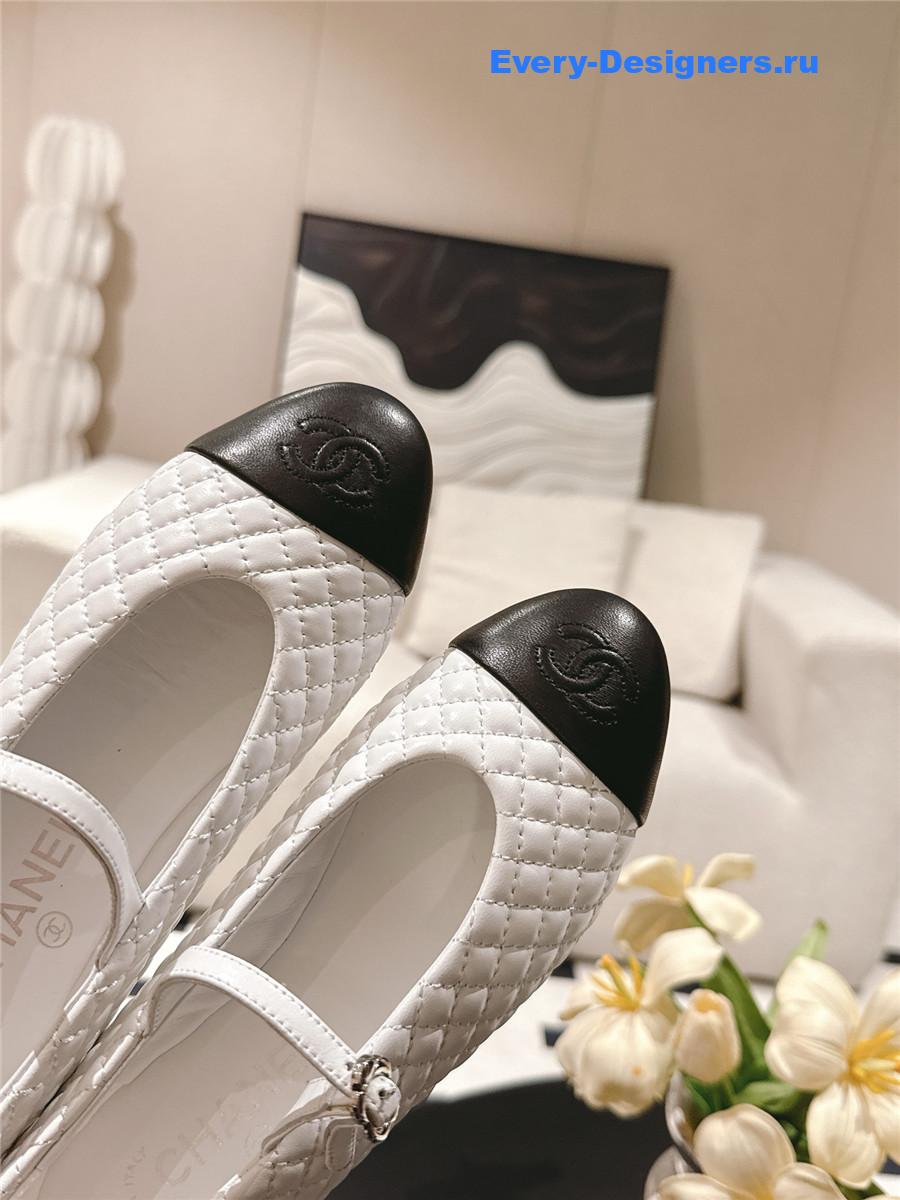 Ch**el white cotton lambskin mary janes