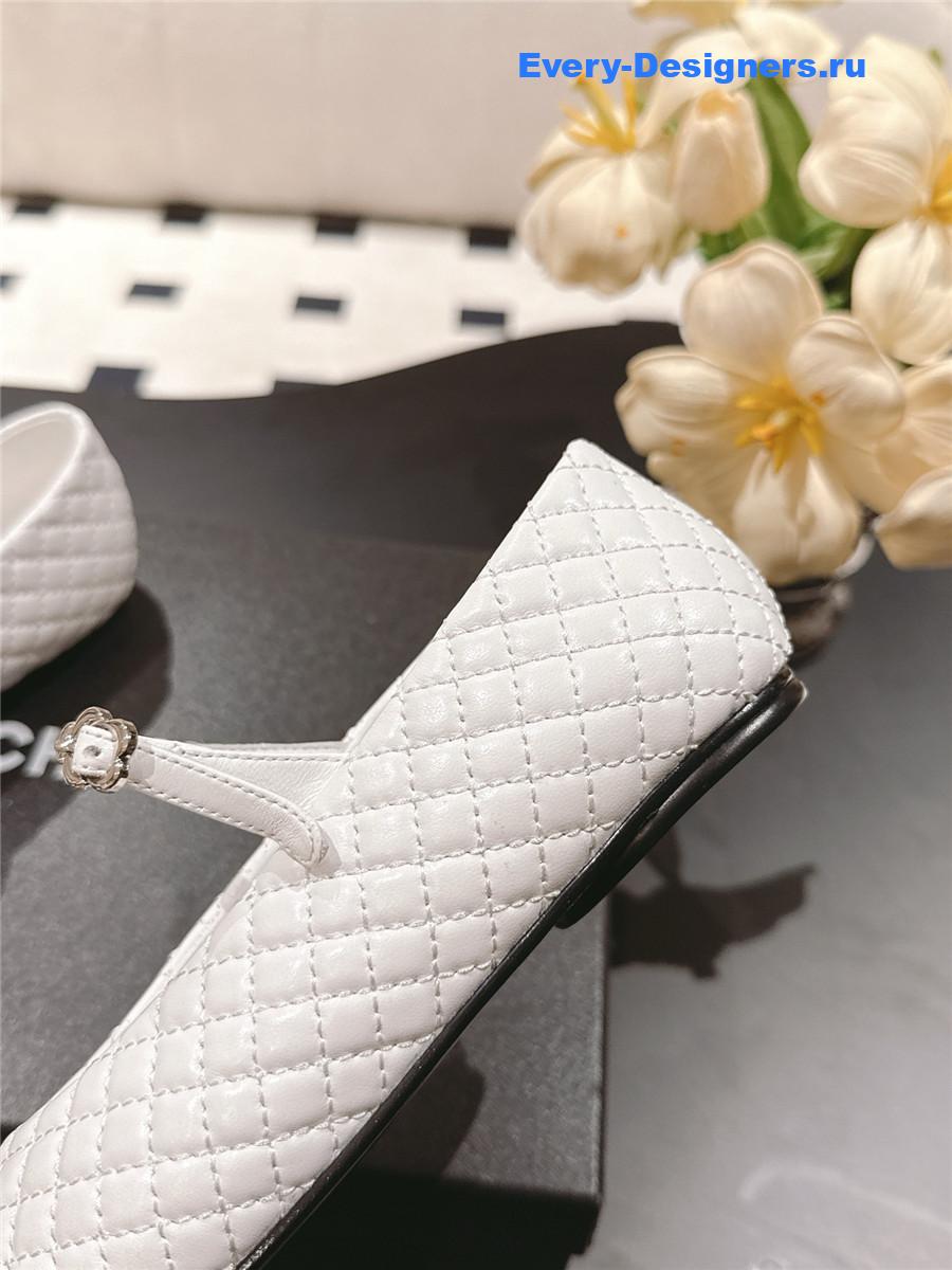 Ch**el white cotton lambskin mary janes