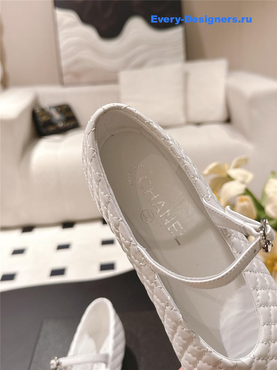 Ch**el white cotton lambskin mary janes