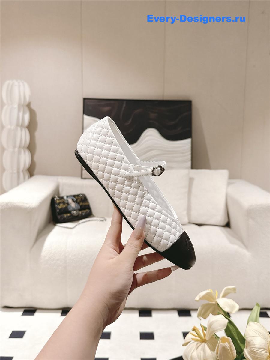 Ch**el white cotton lambskin mary janes