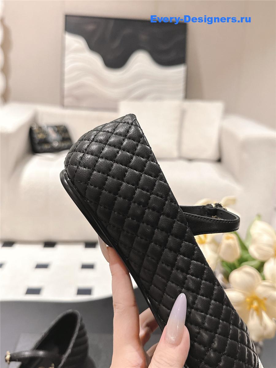 Ch**el black cotton lambskin mary janes