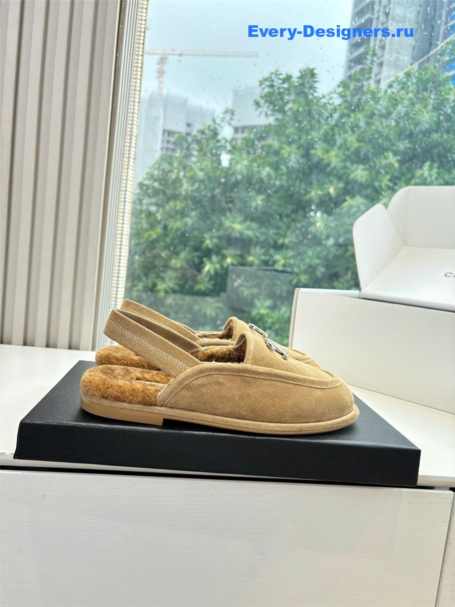 Ch**el mary jane wool cap toe sandals in beige