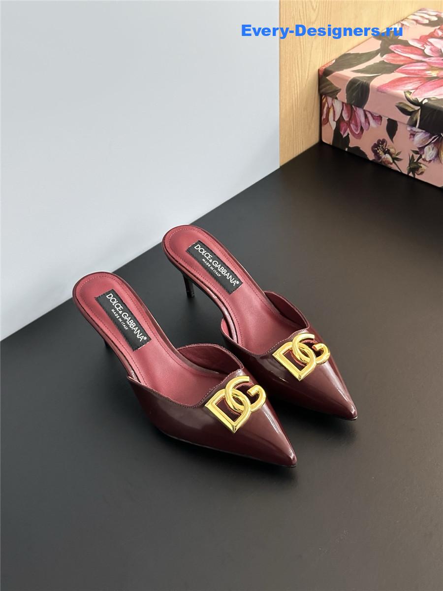 Dolce & Gabbana Burgundy Patent Mules