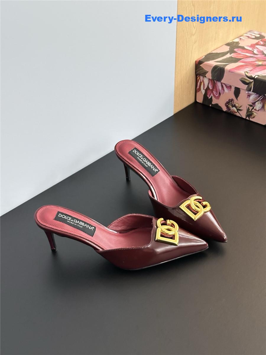 Dolce & Gabbana Burgundy Patent Mules