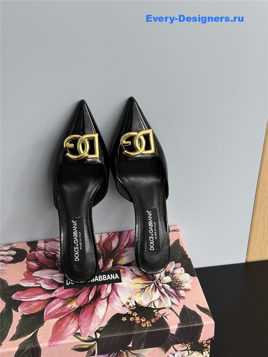 Dolce & Gabbana Black Patent Mules