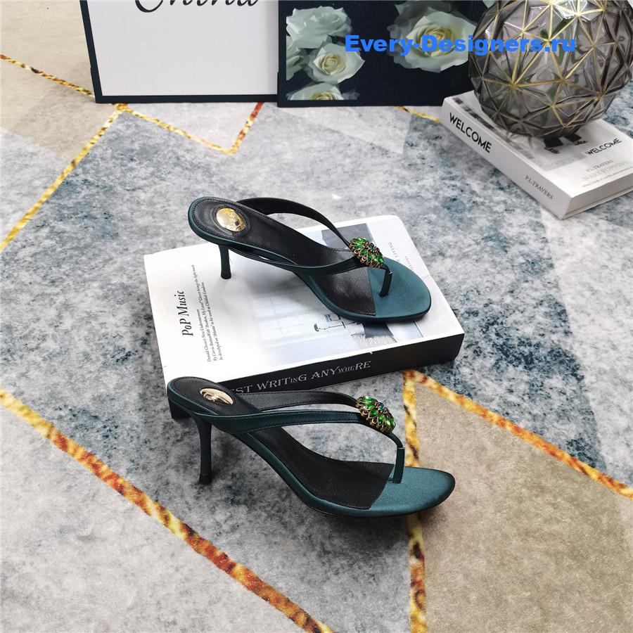 Sa1nt Lau*nt green rhinestone slippers