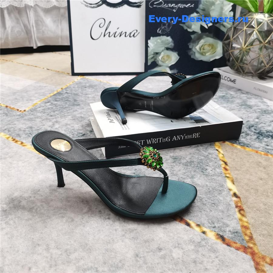 Sa1nt Lau*nt green rhinestone slippers