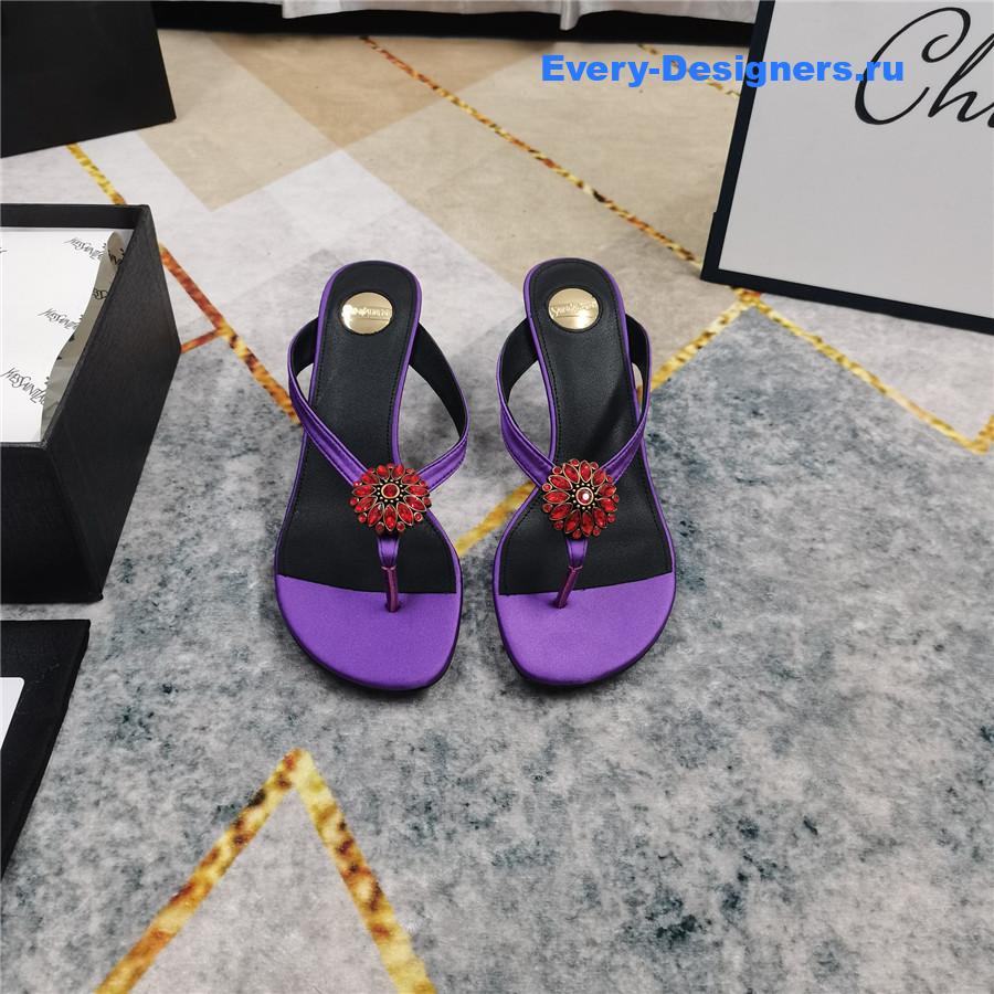 Sa1nt Lau*nt purple rhinestone slippers
