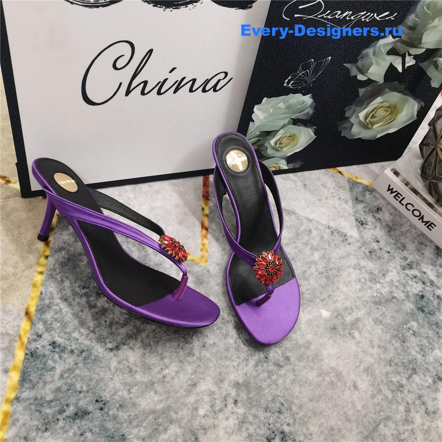 Sa1nt Lau*nt purple rhinestone slippers