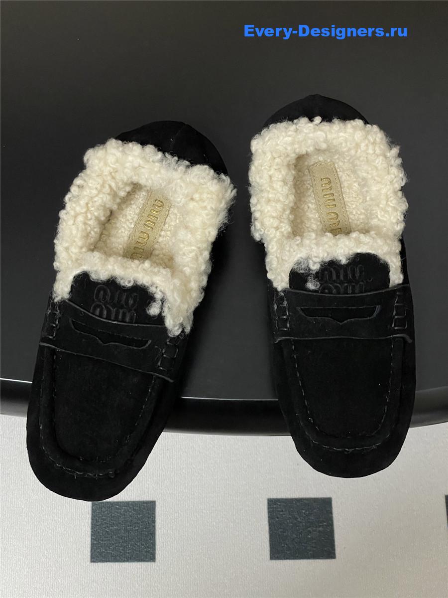 Miu Miu Black Shearling Loafers