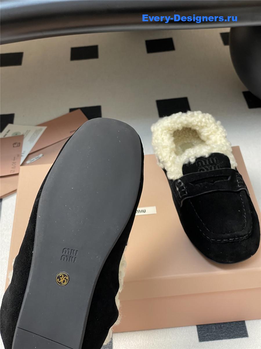 Miu Miu Black Shearling Loafers