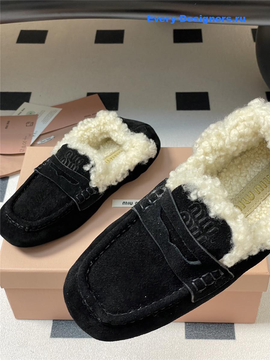 Miu Miu Black Shearling Loafers