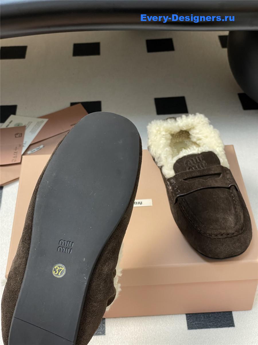Miu Miu Brown Shearling Loafers