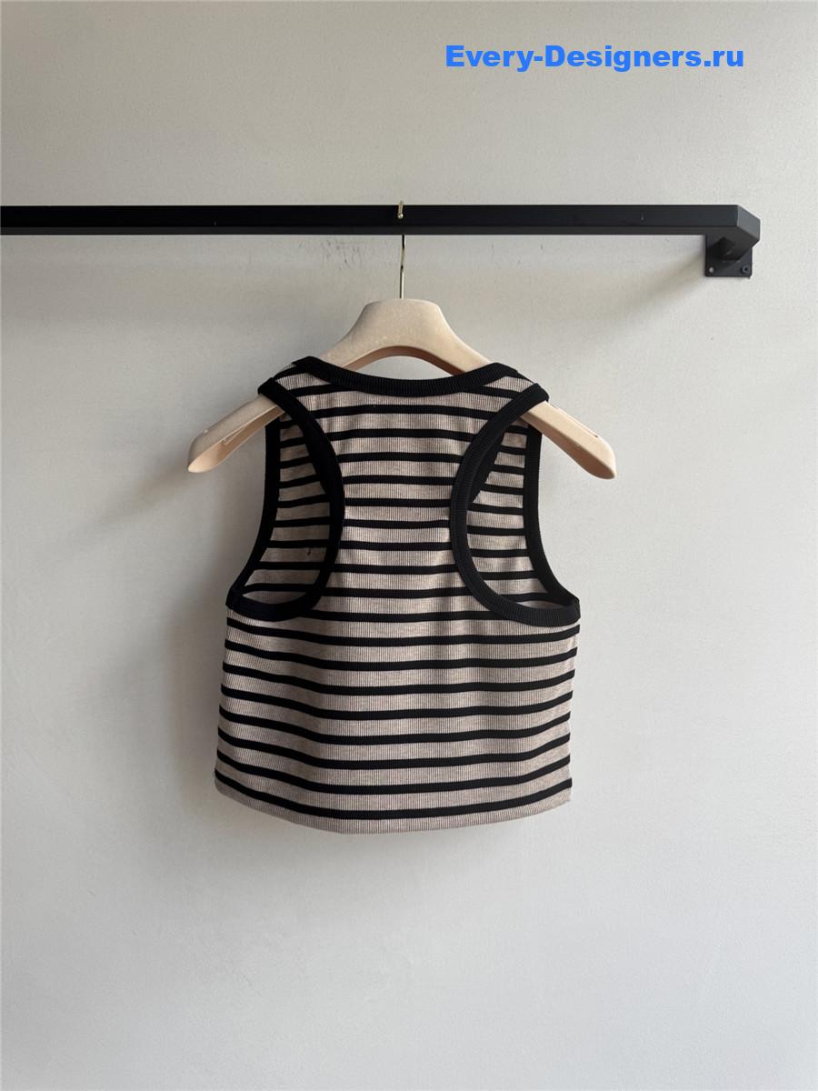 Miu Miu Striped Ribbed Tank Top