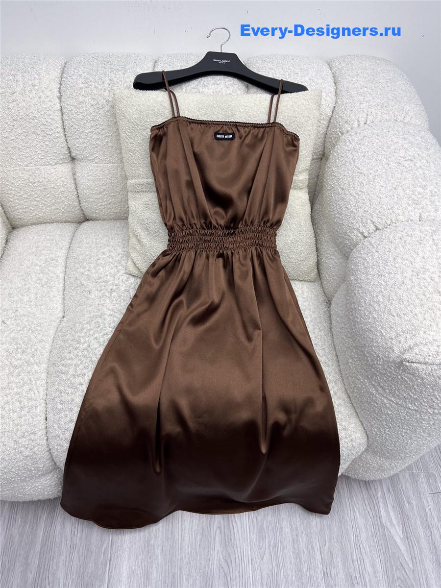 Miu Miu Cocoa Brown Satin Dress