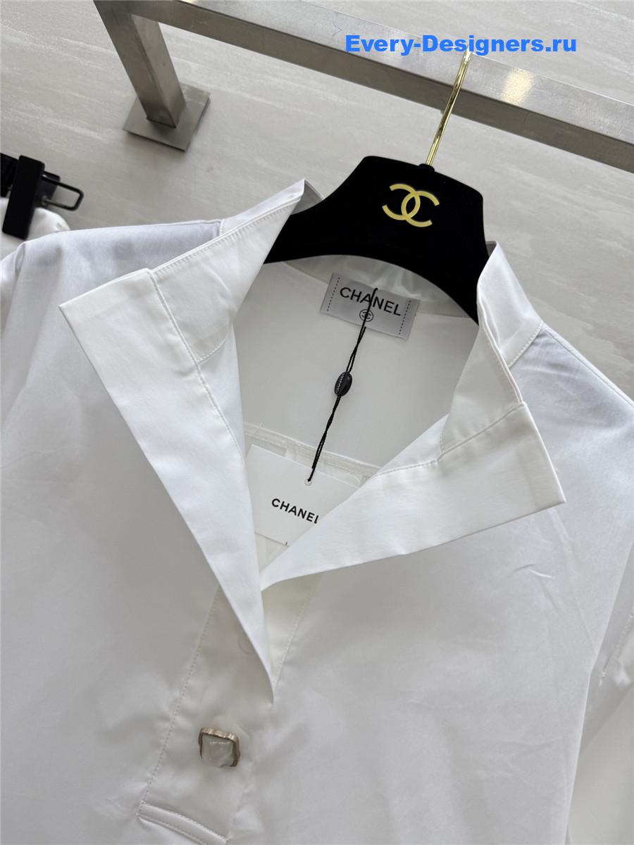 Ch**el white half collar shirt