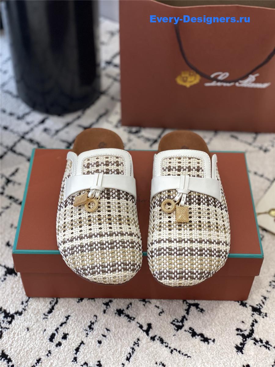 L0r0 P1ana white raffia mules