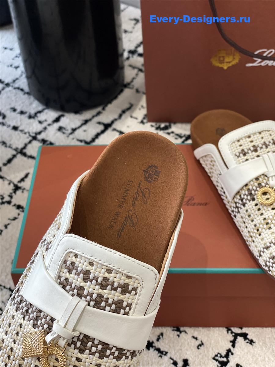 L0r0 P1ana white raffia mules
