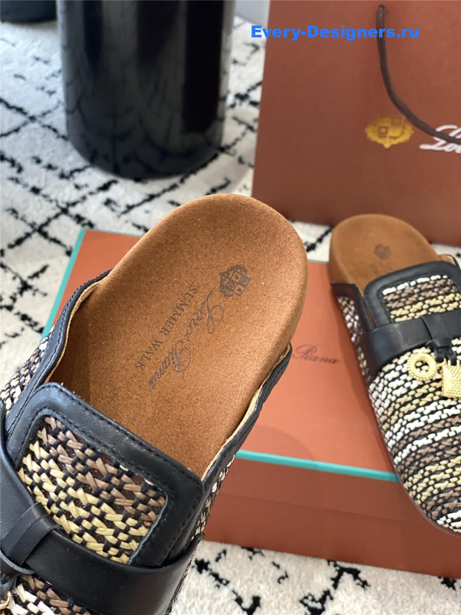 L0r0 P1ana black raffia mules