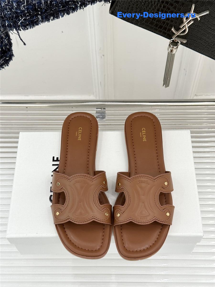 Ce1i*e triomphe leather mules in brown