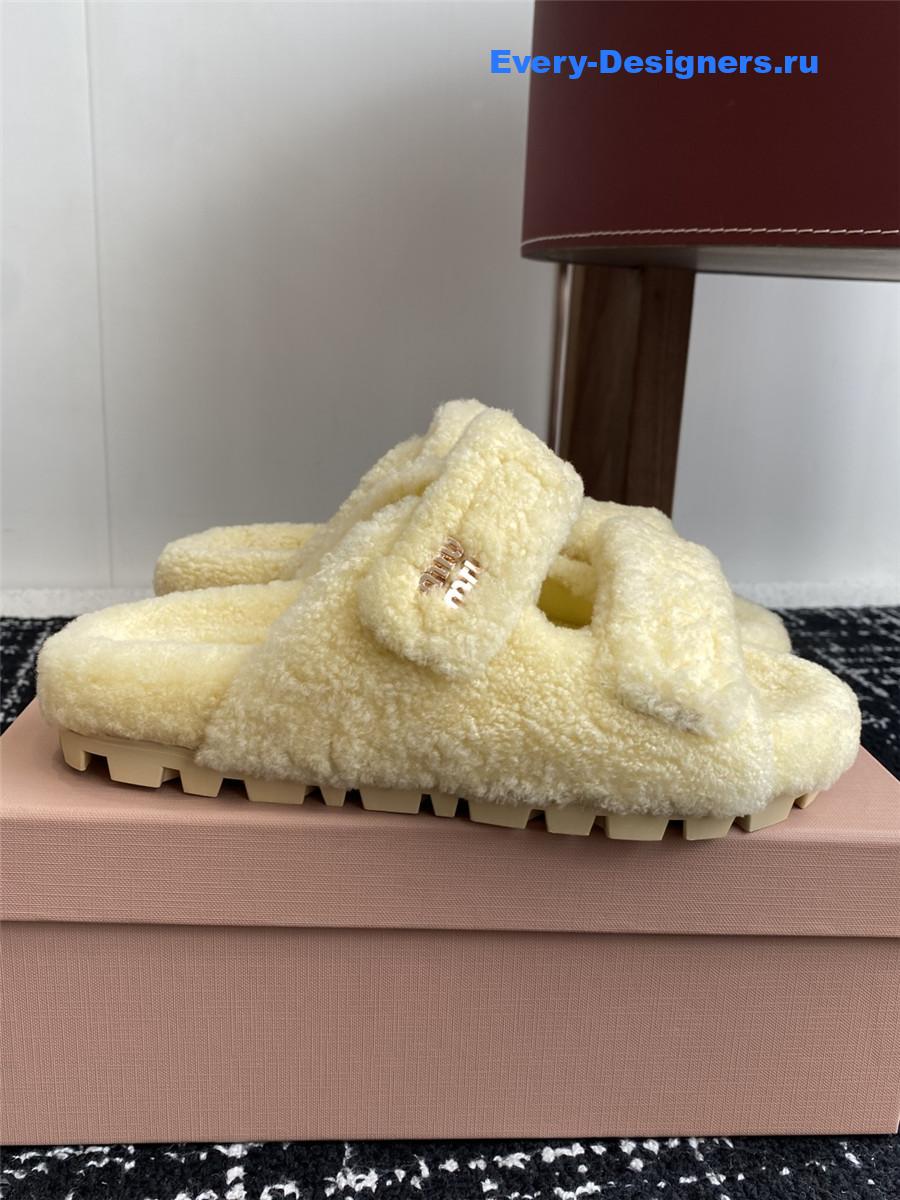Miu Miu Yellow Shearling Sandals