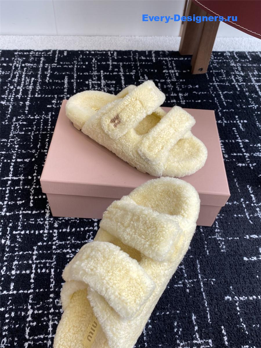Miu Miu Yellow Shearling Sandals
