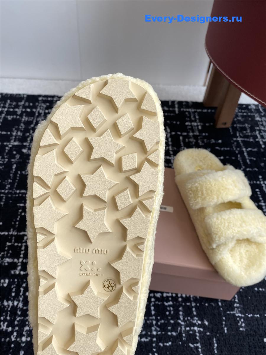 Miu Miu Yellow Shearling Sandals