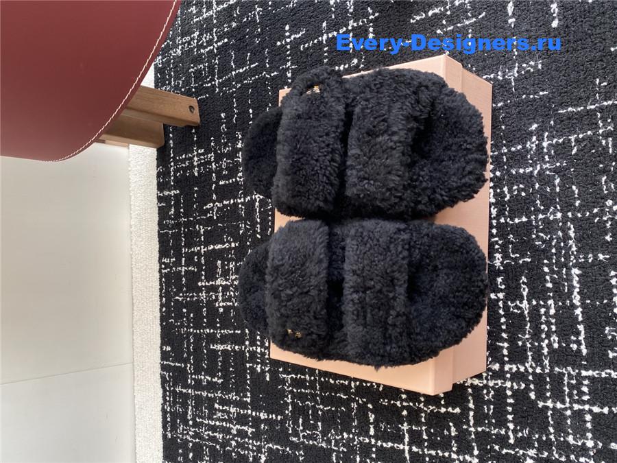 Miu Miu Black Shearling Sandals