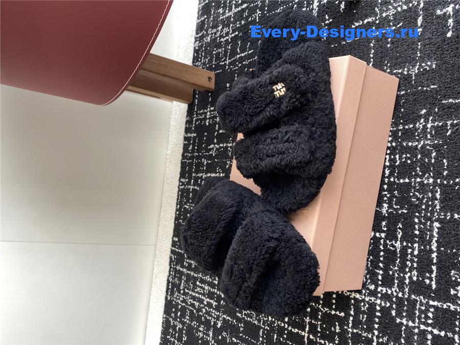 Miu Miu Black Shearling Sandals