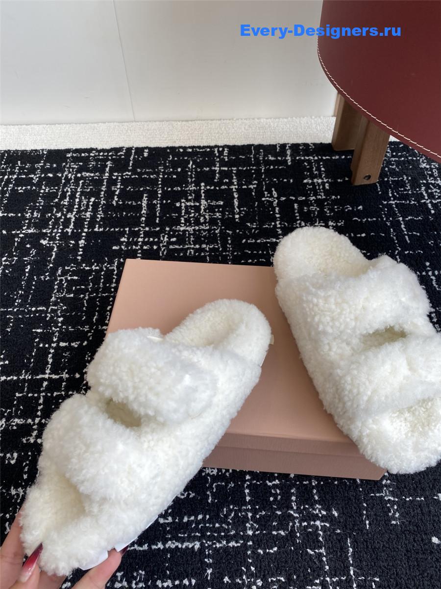 Miu Miu White Shearling Sandals