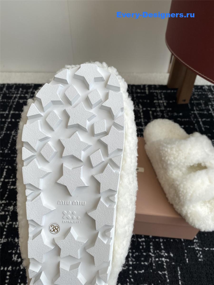 Miu Miu White Shearling Sandals