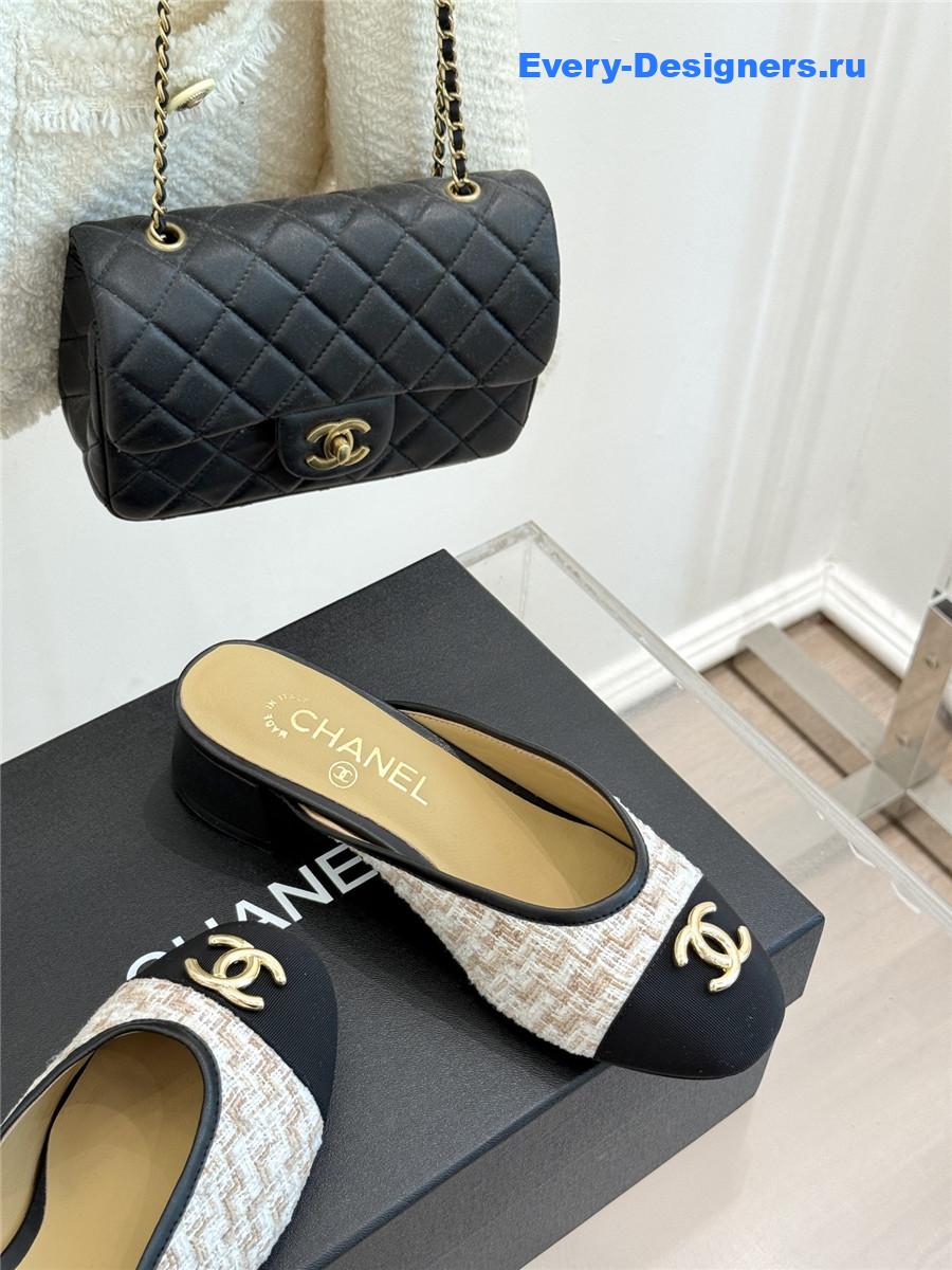 Ch**el white rhinestone slippers